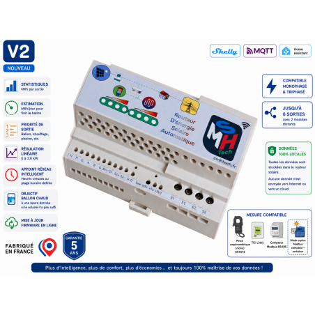 Routeur d’Énergie Solaire Photovoltaïque – Monophasé, Triphasé, pince ampèremétrique, TIC, Modbus, Shelly.