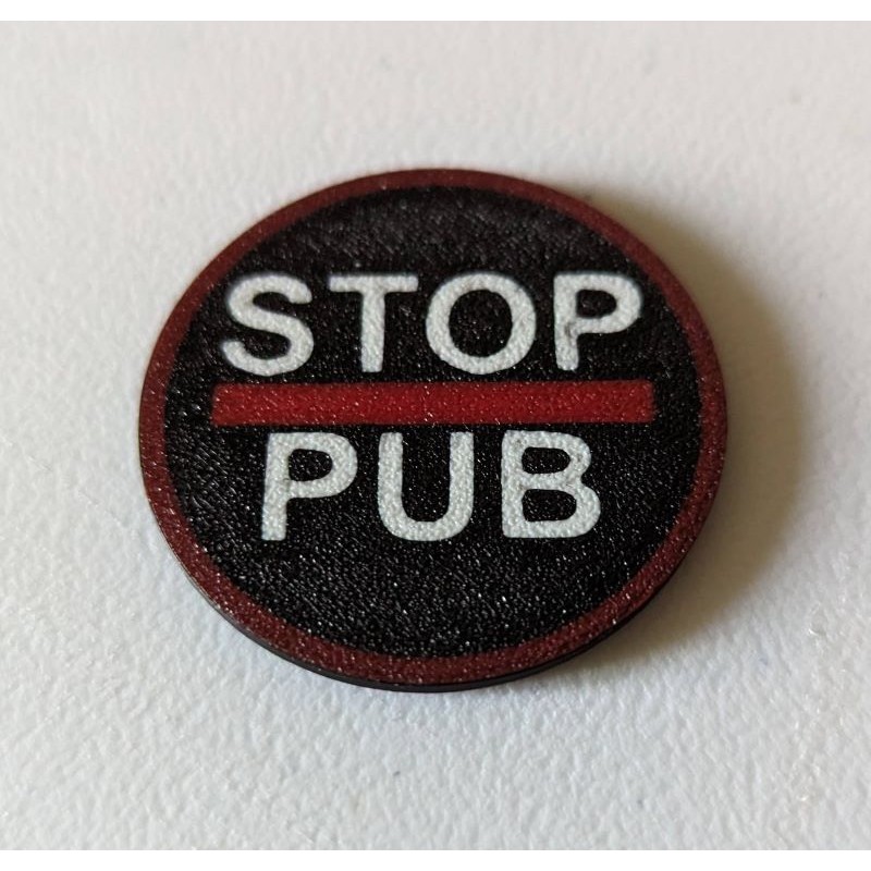 Stop Pub blanc-noir 40mm - couleur personnalisable Stop Pub blanc-noir 40mm - couleur personnalisable